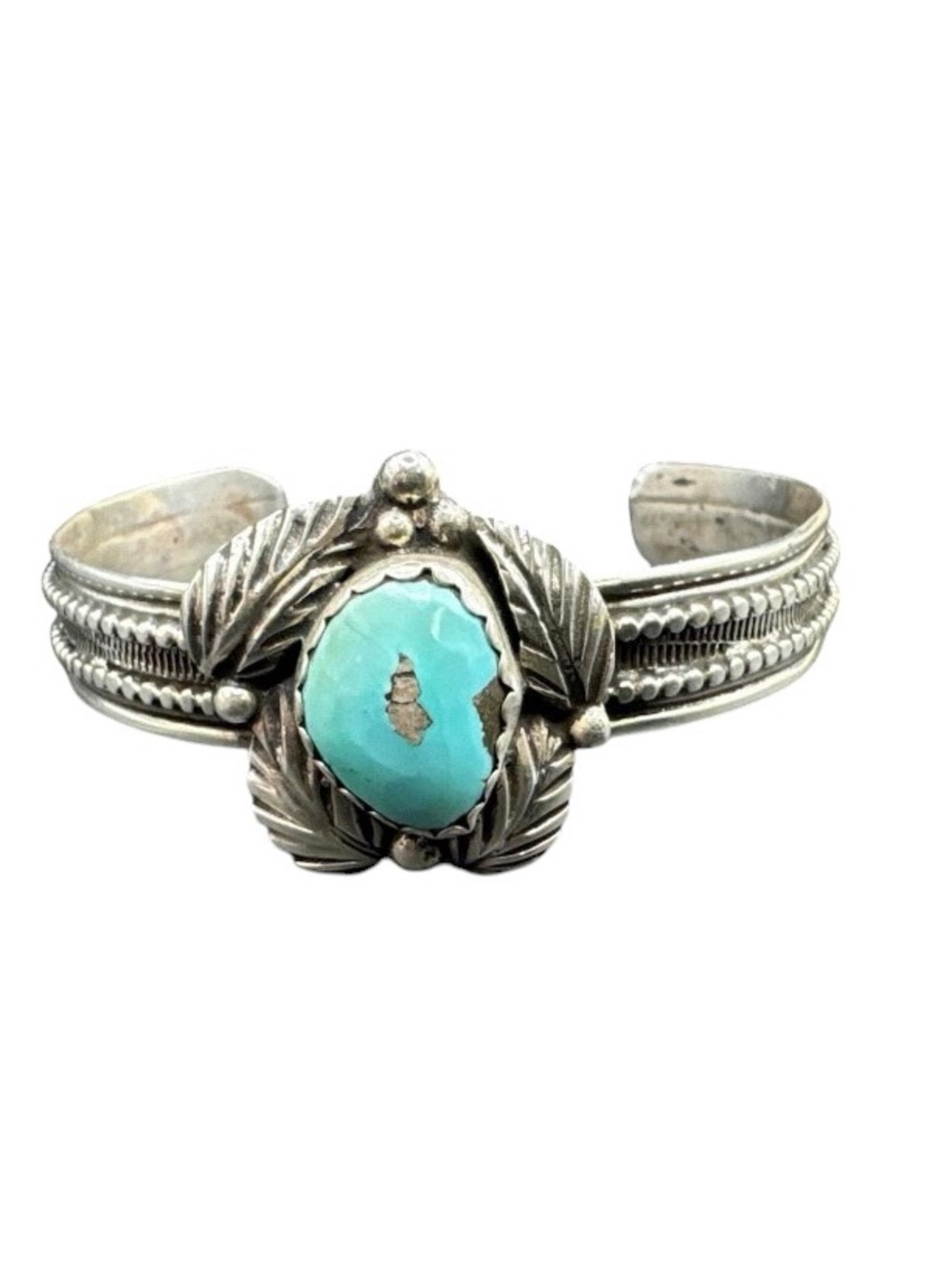 Adam Fierro Sterling Silver Santa Rita Turquoise Cuff Bracelet 6.5” Native Cuff - Picture 4 of 8